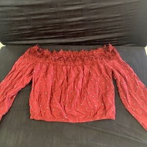 red off-the-shoulder crop top